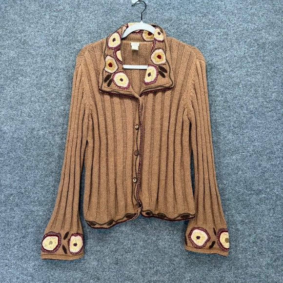 J. Jill Sweaters - J.Jill Cardigan Sweater Womens Medium Chunky Knit Boho Earthy Cottage Core Silk
